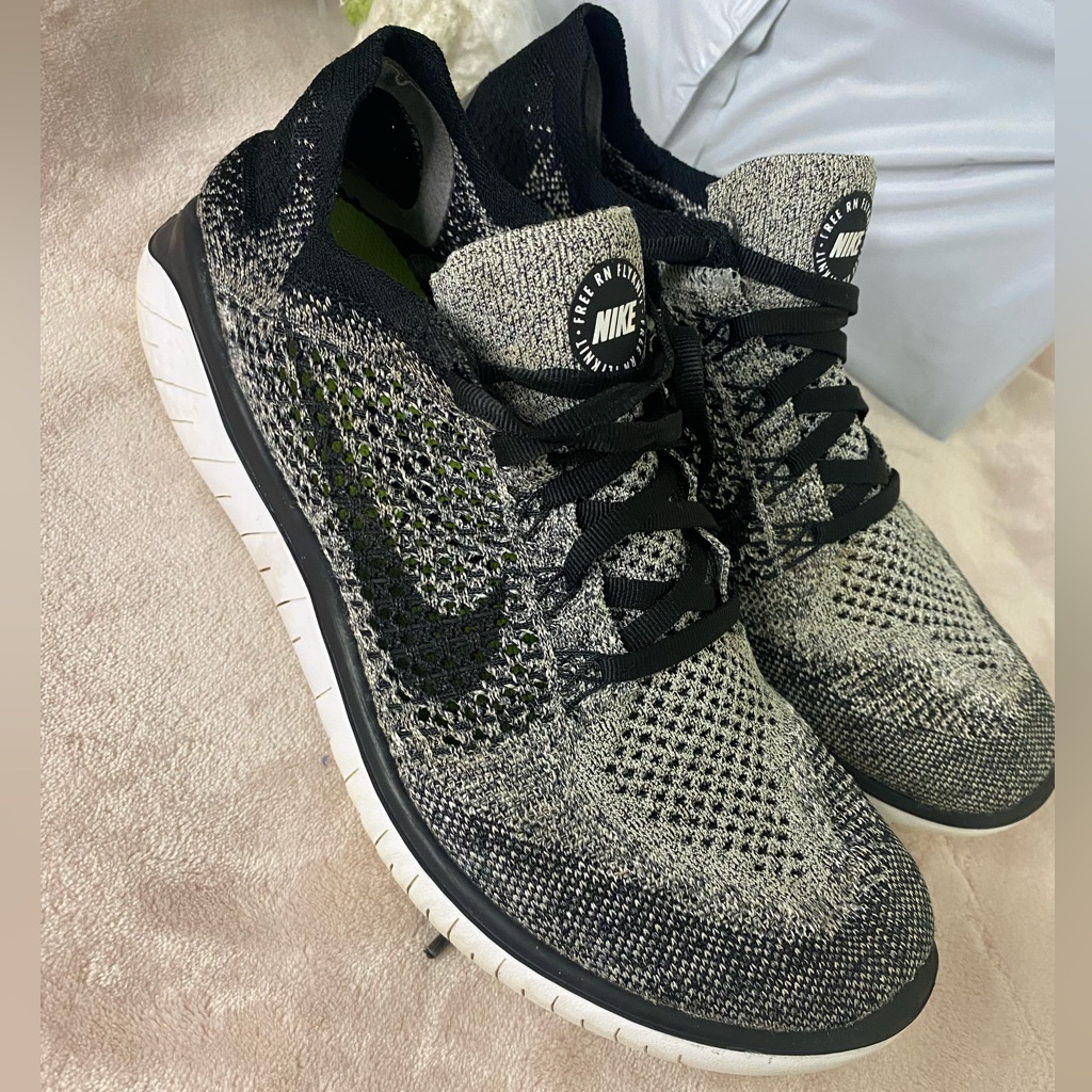Nike Free Rn Flyknit 2018 White Black Womens Size 9.5